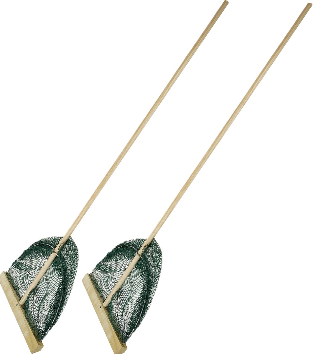 Eurocatch Garnalennet L - 2 Stuks - 30cm Breed -Houten steel 107cm lang - Slootnet - Visnet - Samen Garnalenvissen