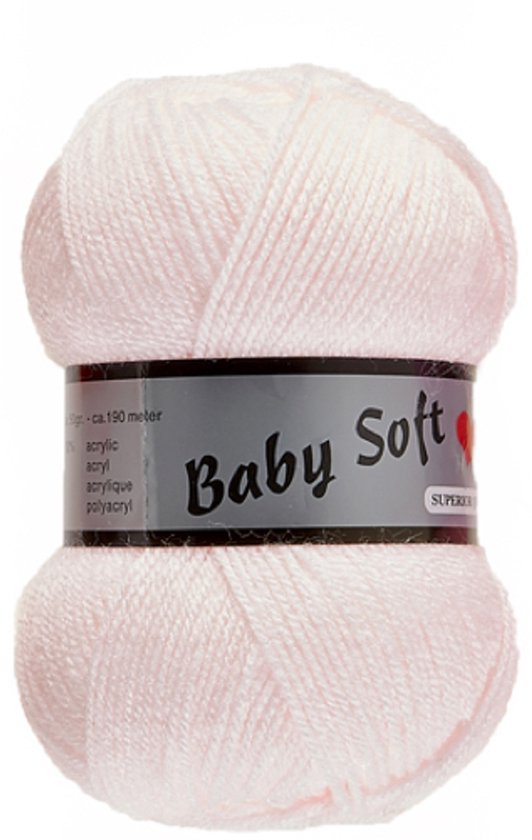 Lammy Yarns - Baby Soft - Kleur 710 licht roze - 5 bollen dun acrylgaren - haakgaren - breigaren - pendikte 3 mm.