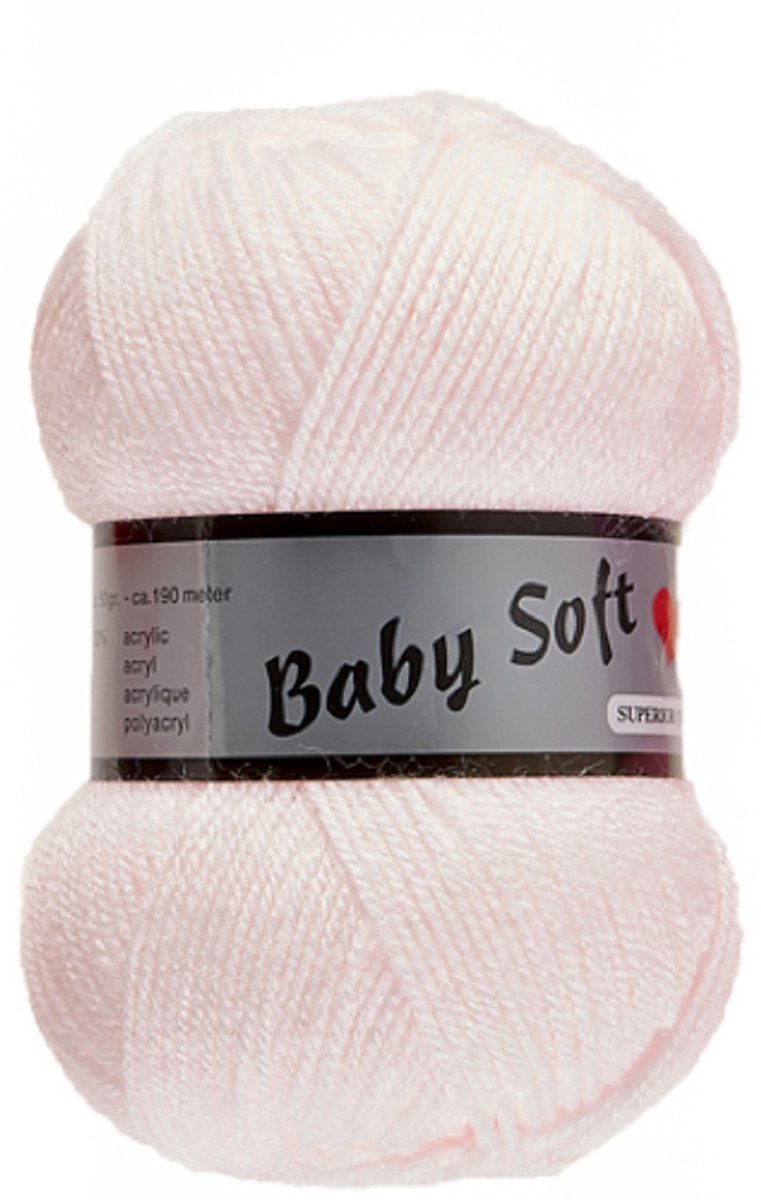 Lammy Yarns - Baby Soft - Kleur 710 licht roze - 5 bollen dun acrylgaren - haakgaren - breigaren - pendikte 3 mm.