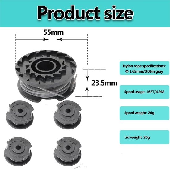 6 stuks - geschikt voor klossen garen voor onkruidverwijderaar Bosch F016800351 (lengte: 6 m, diameter: 1,60 mm) — afbeelding 4