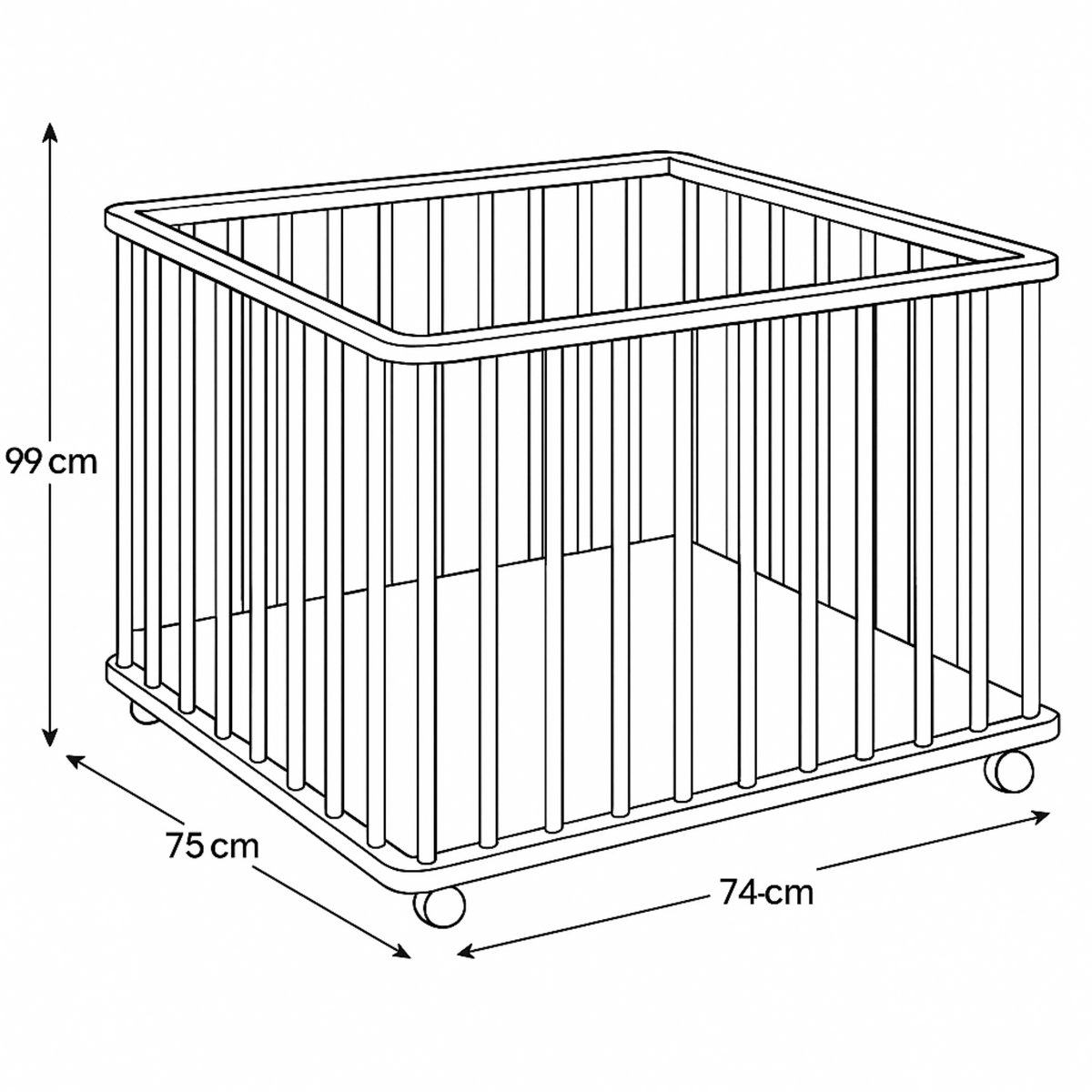 Bebies First LIAM Babybox Inklapbaar / Baby box – Kinderbox / Playpen Met Wieltjes - 99 x 75 x 74 cm - Zwart thumbnail 3