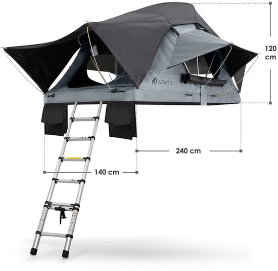 Daktent Lago - 2-personen - Incl. Matras - Zwart / Grijs - 140x240 cm van Merkloos — afbeelding 5