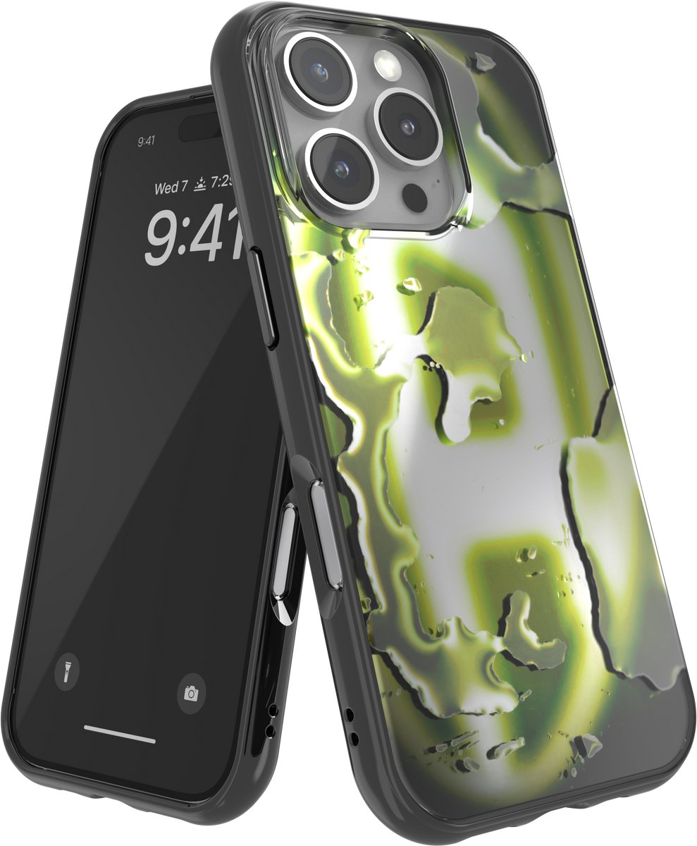 Diesel Oval D Neon Hoesje compatibel met iPhone 16 Pro black/yellow