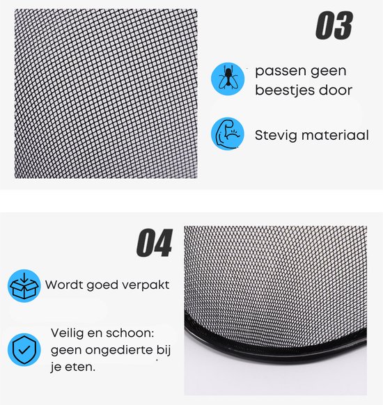 Solud® 2x Vliegenkap 30 CM - Voedselkap - Vliegenverjager voor op tafel - Foodcover - Vliegenvanger — afbeelding 5