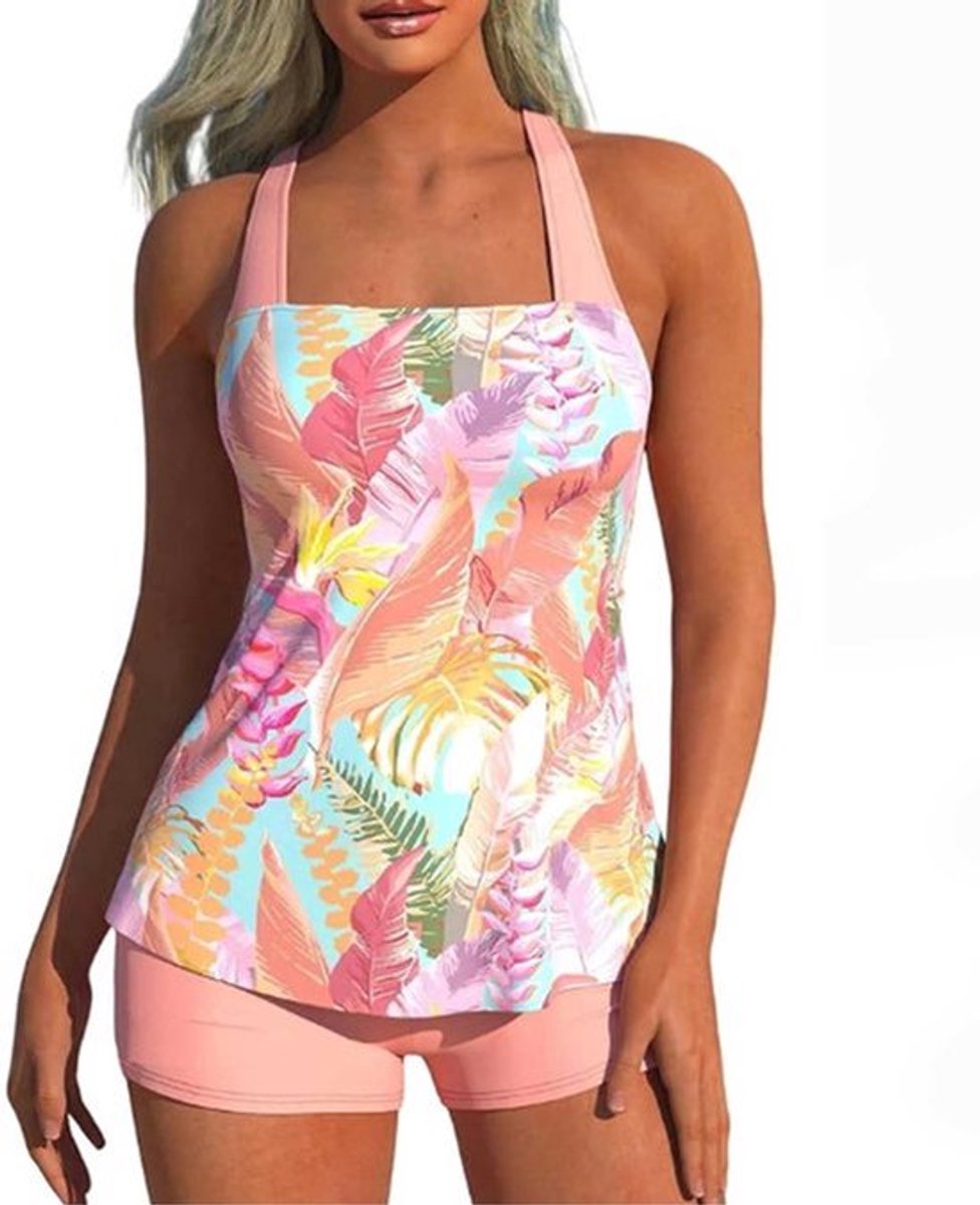RedParrot Tankini set met trui en broekje - Mouwloos - Bikini badpak - Dames - Mode color flower