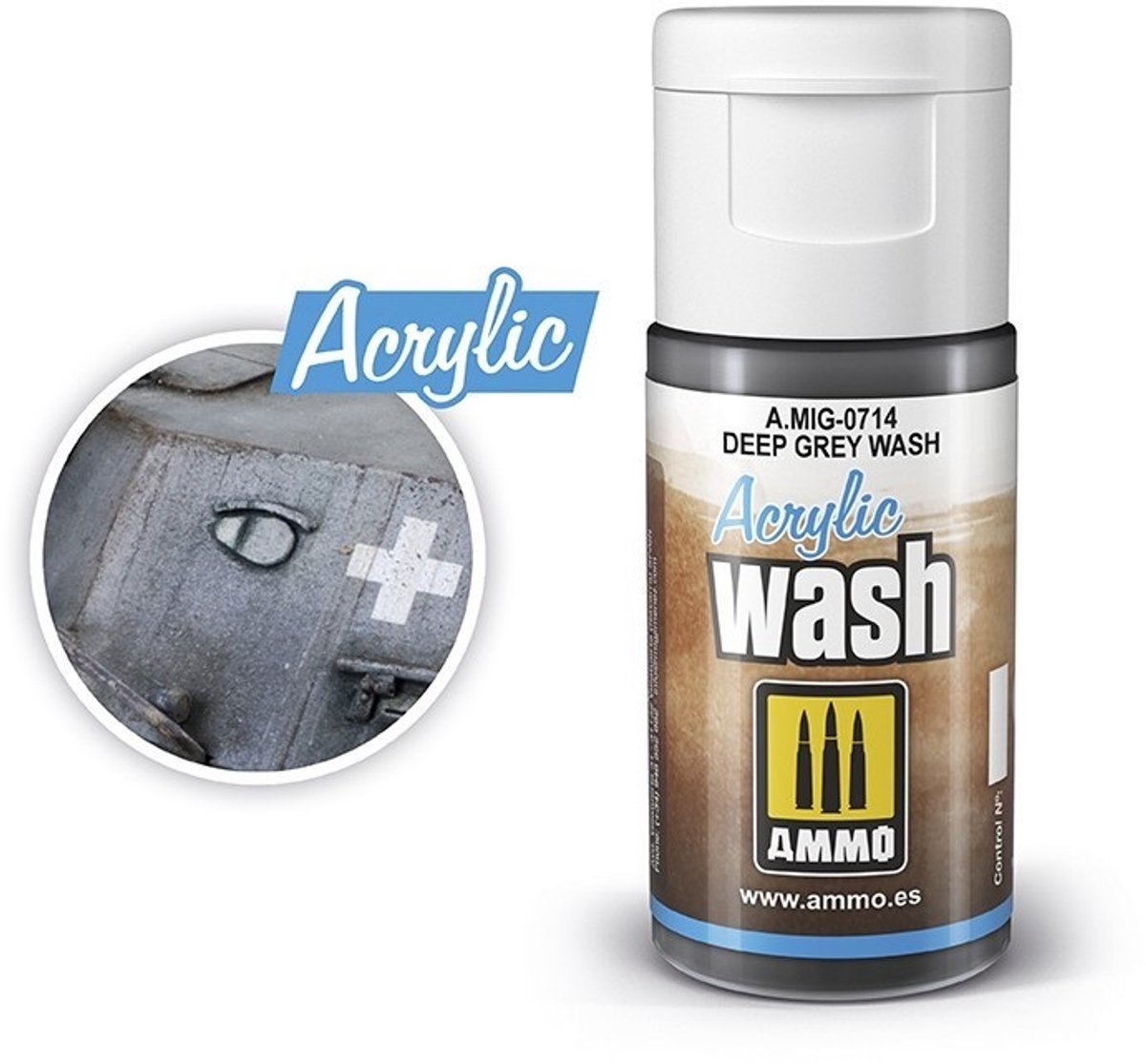 AMMO by Mig Jimenez Modelbouwdecoratie - MIG 0714 Acrylic Wash Deep Grey - 15ml Effecten potje