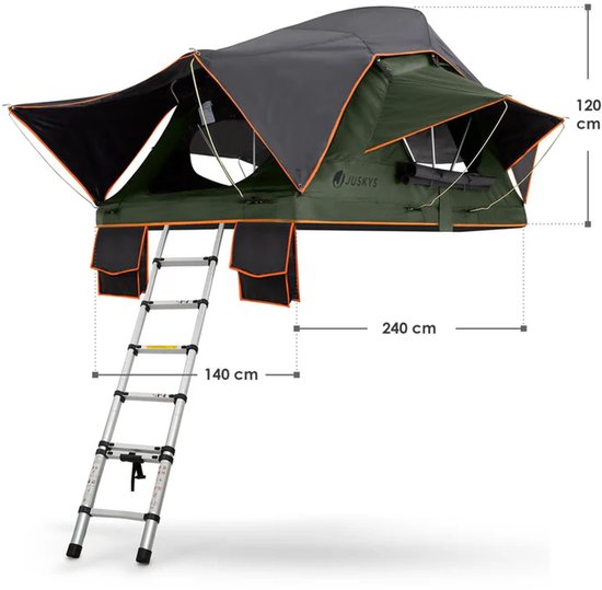 Daktent Lago - 2-personen - Incl. Matras - Zwart / Olijfgroen - 140x240 cm van Merkloos — afbeelding 4