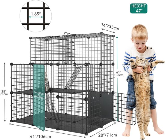 DYUNCZ Kattenkooien Binnen Groot, Kattenverblijf, Kattenkooi met Kattenbak, Kattenkooien Buiten