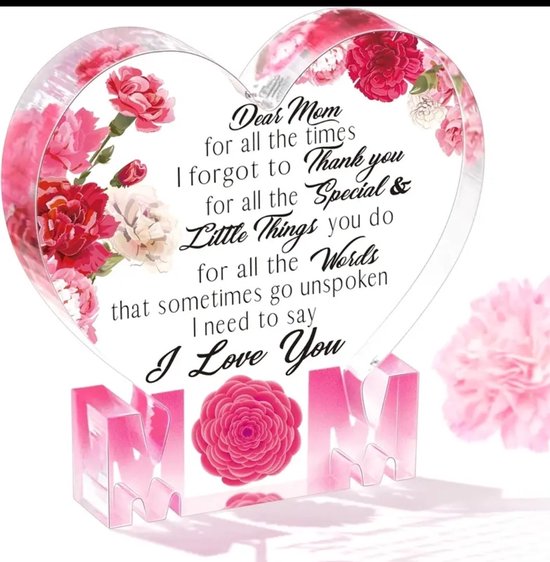 Cadeau - Mama - Moeder - Thank you - Mum - Liefde - Geschenk - I Love you - Anjer - Bloem - Hart