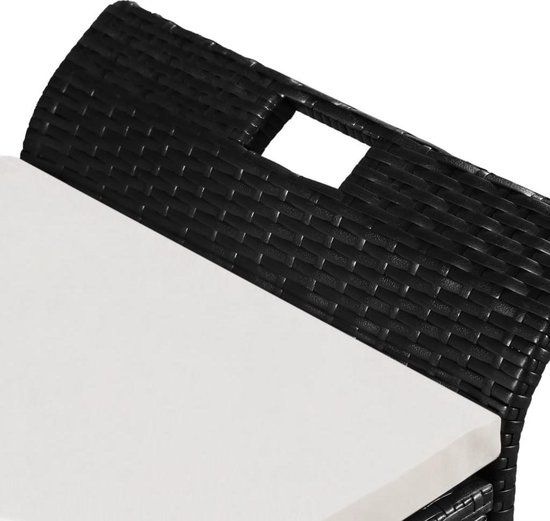 vidaXL Opbergbank met kussen 138 cm poly rattan zwart