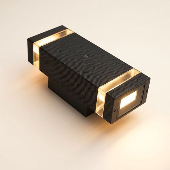 LIMITHES - Lisa - Buiten wandlamp - Buiten verlichting - Sensor dag en Nacht - Schemersensor - gu10 led lamp - Up and Down Light - IP44 - Zwart - Chique licht voor op buitenmuur - Met garantie - Regen proof - Buitenarmatuur