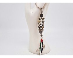 Handgemaakte Natuurstenen Sleutelhanger "Jasper Dalmatin "- Met metaal hanger - "Sleutel tot Palestina" - 8 mm diameter van de korrel- Mooie accessoire en decoratie voor de auto-Vaderdag Cadeau -Moderdag Cadeau - Cadeau vrienden