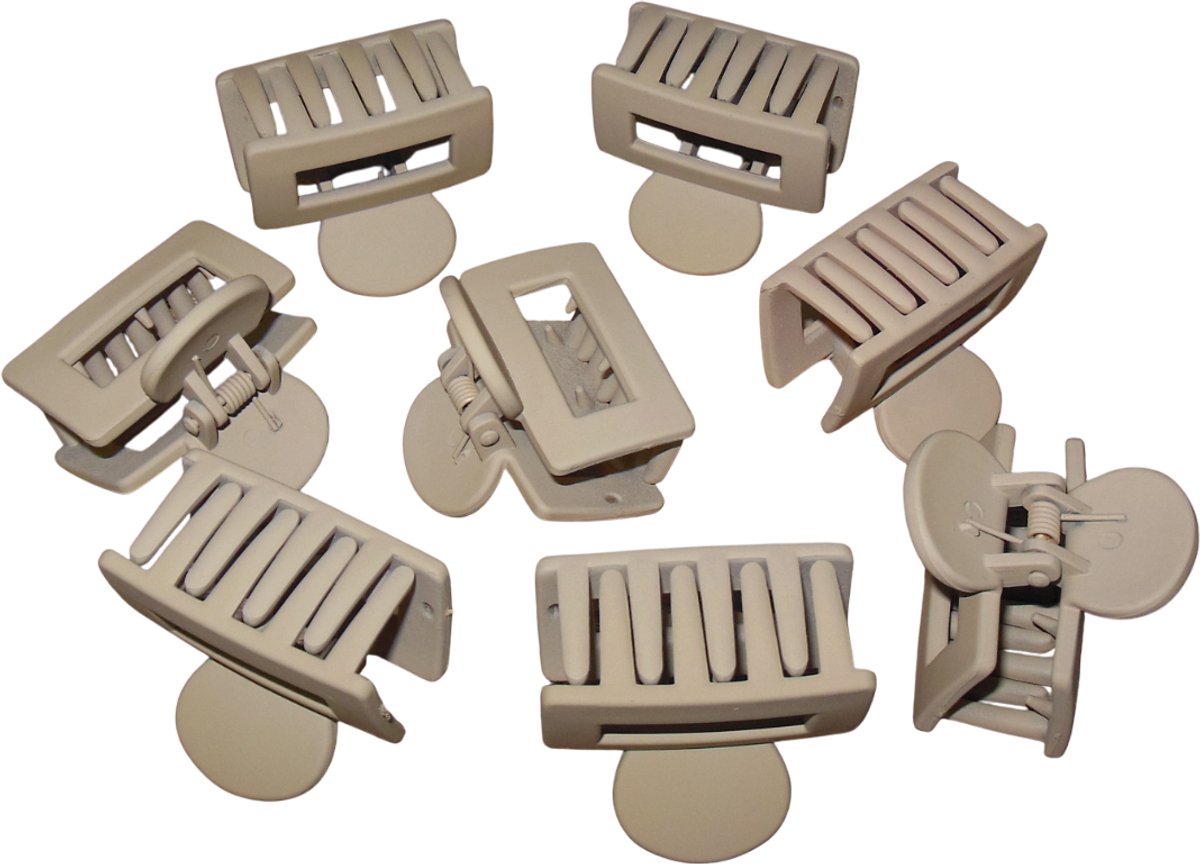 8 siliconen haarklemmen rechthoekig 4 cm beige