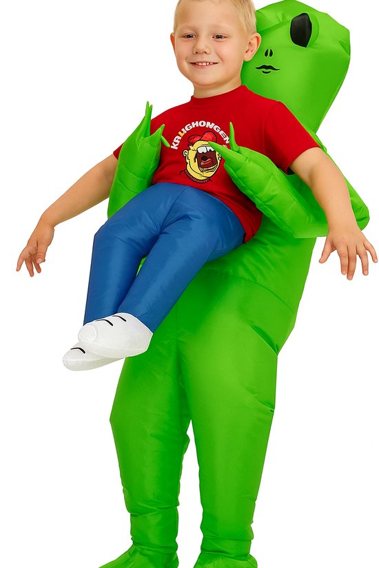 Smiffy's - Alien Kostuum - Opblaasbaar Ontvoerd Door Een Lieve Alien - Man - Groen