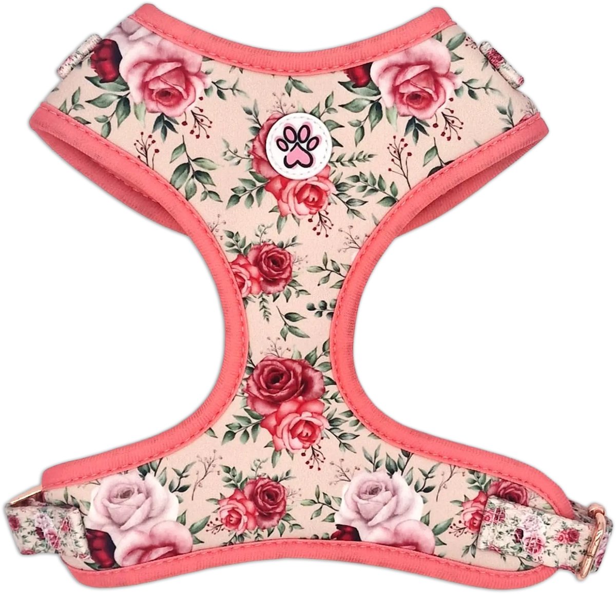 Hondentuigje - Zacht Tuigje / Honden Harnas - Roze - Rozen - Roses are Fur-ever - Paw My God! - Maat M