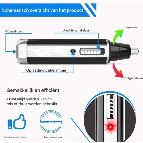 Tondeuse à barbe rechargeable 4 en 1 - Tondeuse à oreilles - Rasoir - Tondeuse à sourcils - Tondeuse à nez - Rechargeable - Hommes et femmes
