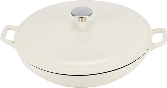 Foto: Enamelled cast iron oval casserole with lid 3 1 litres white