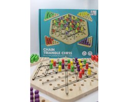 Hermans Goods triangle chain game - bordspel - speelgoed - leuk schaakspel - duurzaam hout - gebasseerd op triggle - spel met elastiekjes - TikTok - gezelschapsspel - reisspel