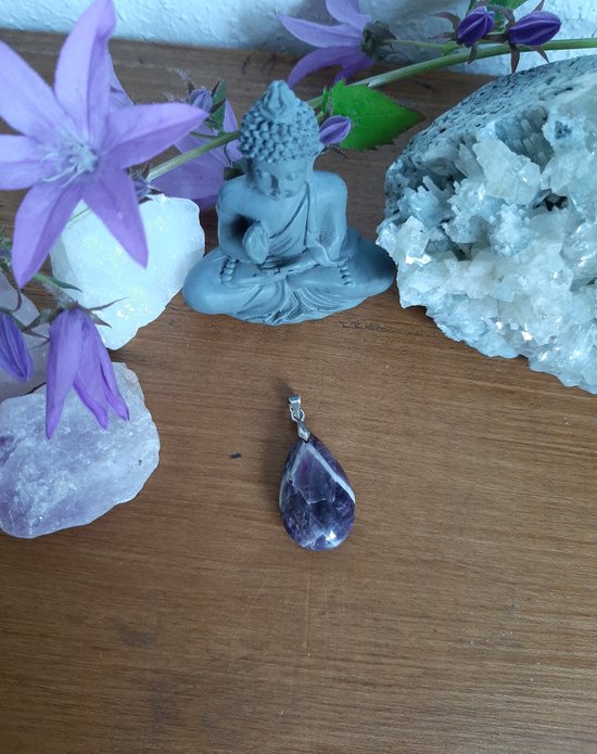 Edelsteen Hanger Amethist Druppel Facet - Zilver