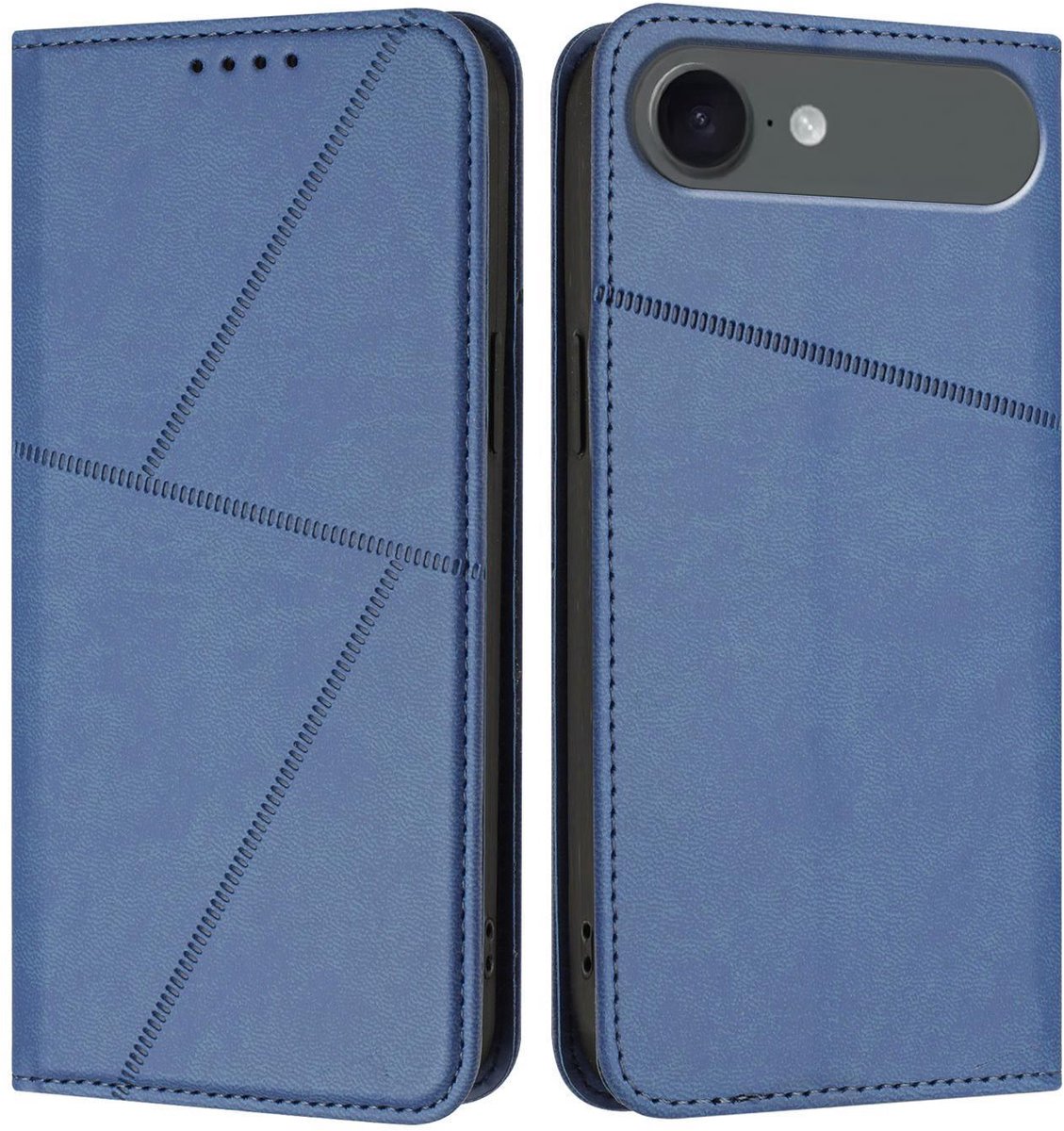 Mobigear Telefoonhoesje geschikt voor Apple iPhone Air Hoesje | Mobigear Frosted Flip Bookcase Portemonnee | Pasjeshouder voor 2 Pasjes | Telefoonhoesje voor Pinpas / OV Kaart / Rijbewijs - Blauw