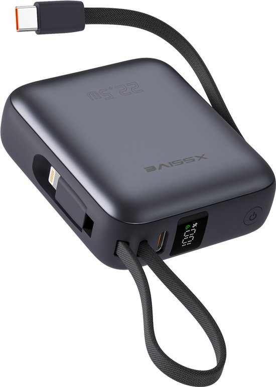 Xssive PB45 Powerbank 10000 mAh met Ingebouwde Kabels - Xssive - €34,99