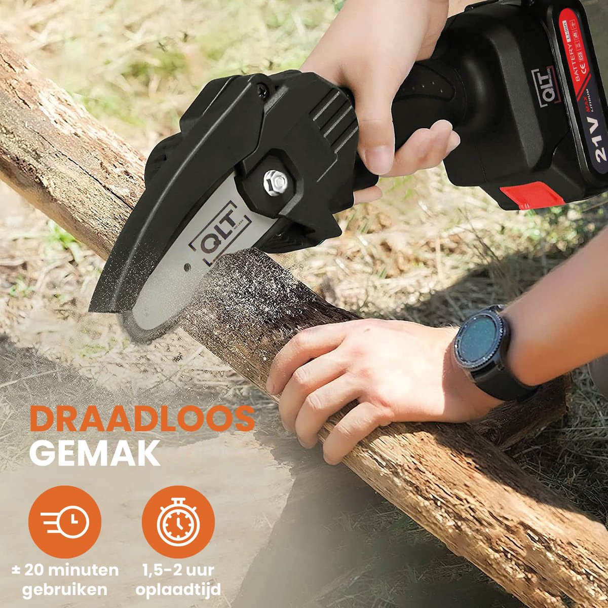 Mini kettingzaag, 6 inch draadloze elektrische kettingzaag met borstelloze motor voor Dewalt 18V Xr batterij, handheld snoeischaar kettingzaag (geen batterij, alleen gereedschap