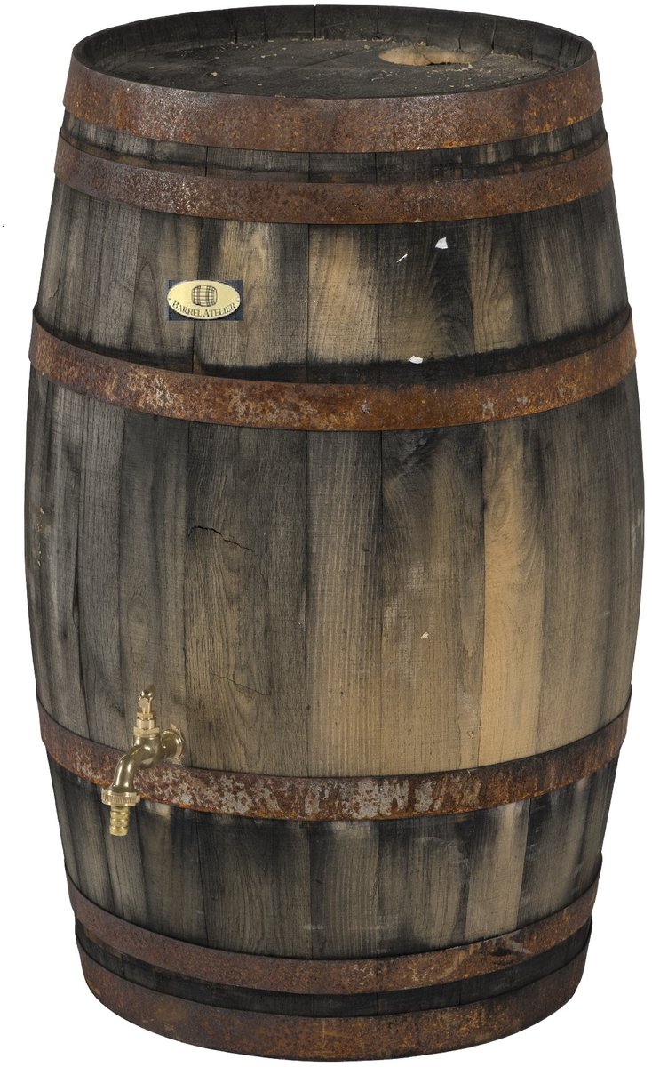 Regenton nieuw "oud gemaakt" 100 L. incl. kraan en vulgat in de deksel / Houten Regenton / Old Look