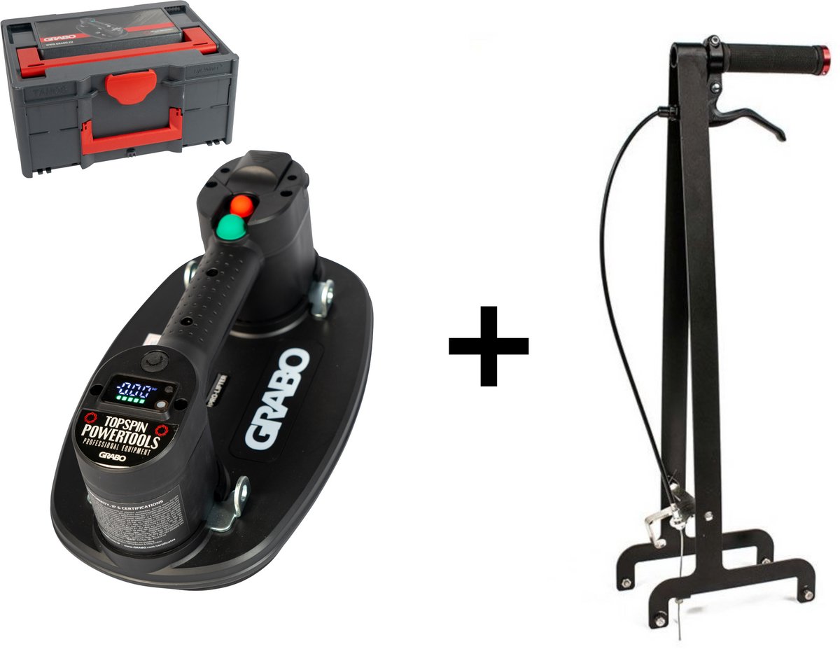 GRABO Pro in Koffer + GRABO Erguo S1 handgreep - Elektrische draagbare vacuümzuiger - Handgereedschap - Hefvermogen 120 kg
