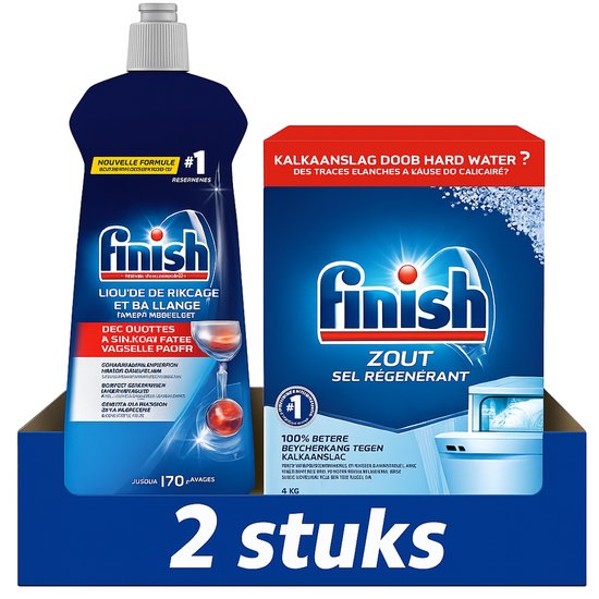 Sel pour lave-vaisselle Finish boîte de 4 kg - sel pour lave-vaisselle + liquide de rinçage Finish Citroen 800 ml