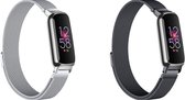 Strap-it Bundel van 2 Milanese Banden - Geschikt voor Fitbit Inspire 3 - Horlogeband / Polsband / Armband / RVS Armband / Magnetische Armband - Luxe & ademend design - Zwart & Zilver