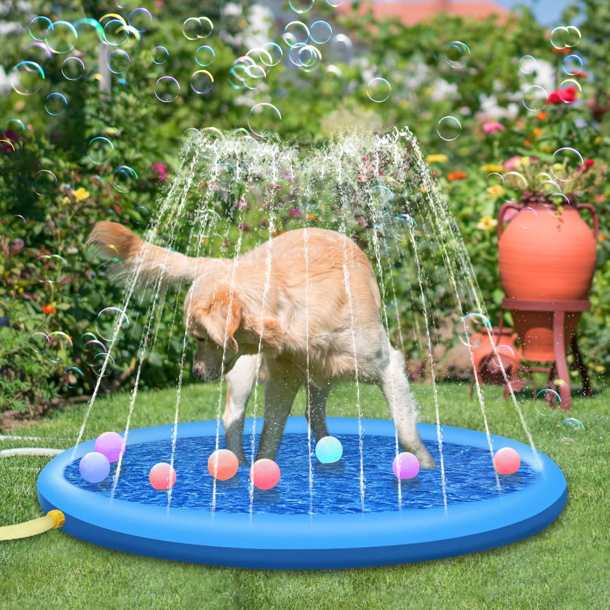 Opblaasbaar Hondenzwembad 100 cm - Speelmat met Sproeier voor Honden en Kinderen - Waterplezier voor Tuin en Strand — afbeelding 5
