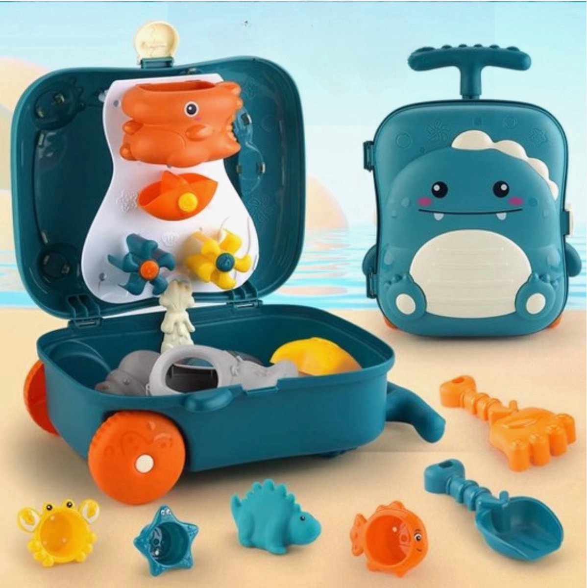 Nieuw StrandSpeelgoed met Gratis Waterpistool - WaterSpeelgoed - Mini-dinosaurustrolleykoffer - Zandspeelgoed - Geschikt Voor bad - Stranden en buitenactiviteiten (dinosaurus) - Badspeelgoed - Badspeeltjes - Watertafel - StrandSpeelgoed