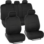 Autostoelhoezen complete set - voor- en achterbank, eenvoudig te installeren hoezenset, accessoires auto's vrachtwagens bestelwagens SUV - zwart