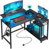 Five Stars® L-Vormig Game Bureau - 107x80x76 cm - Game Bureau met LED verlichting - Zwart Carbon - Hoekbureau - Gaming Desk - Computertafel