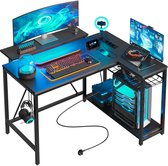 Five Stars® L-Vormig Game Bureau - 107x80x76 cm - Game Bureau met LED verlichting - Zwart Carbon - Hoekbureau - Gaming Desk - Computertafel