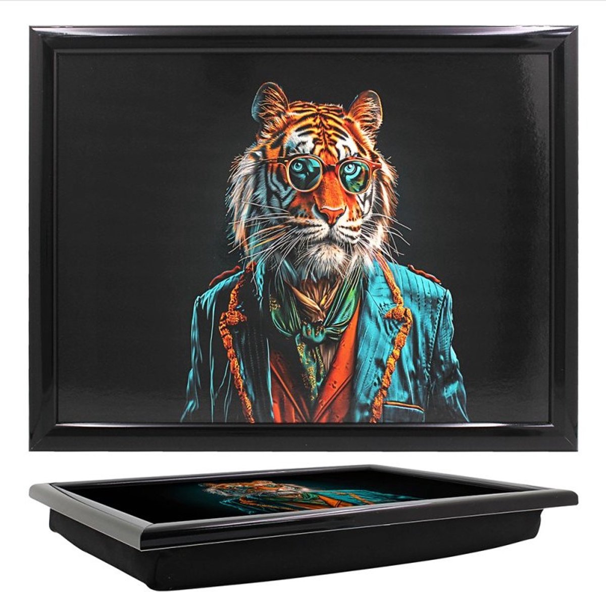 L&P- Laptray - Schoottafel - Schootkussen - Laptoptafel - Dienblad met kussen - Tijger Chic - 44x33x6 cm