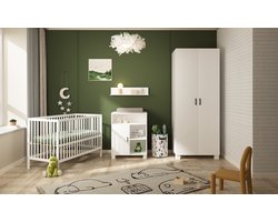 Born Lucky ® Babykamer Wit 3 Delig Baby Bed Mees + Commode Mila + Kledingkast Mila