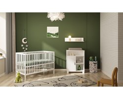 Born Lucky ® Babykamer Wit 2 Delig Baby Bed Mees + Commode Mila