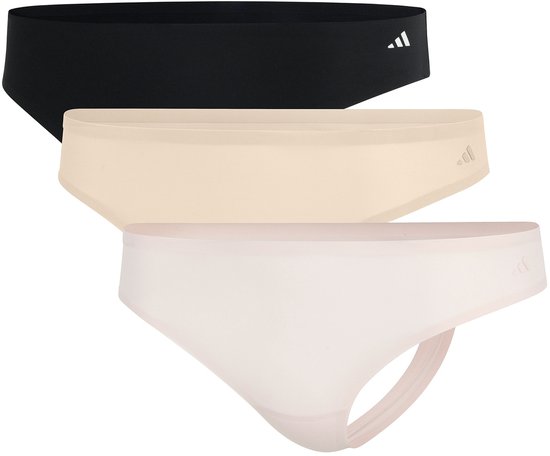 Adidas - Sport Active Light Flex-Packaged Panties - String (3PK) - Onderbroek Dames - zwart, beige, roze