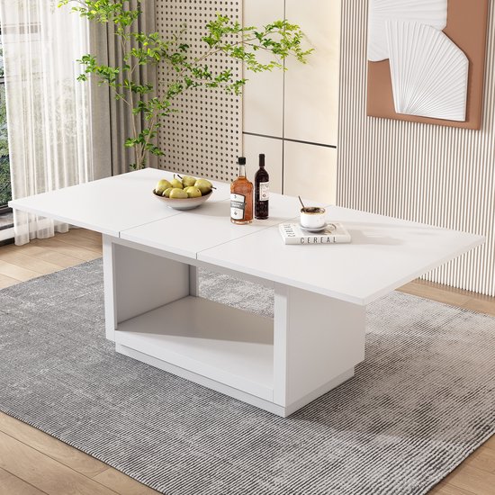 Table à manger Sweiko - Extensible - 140/180 x 70 x 76,5 cm - Minimaliste - Wit
