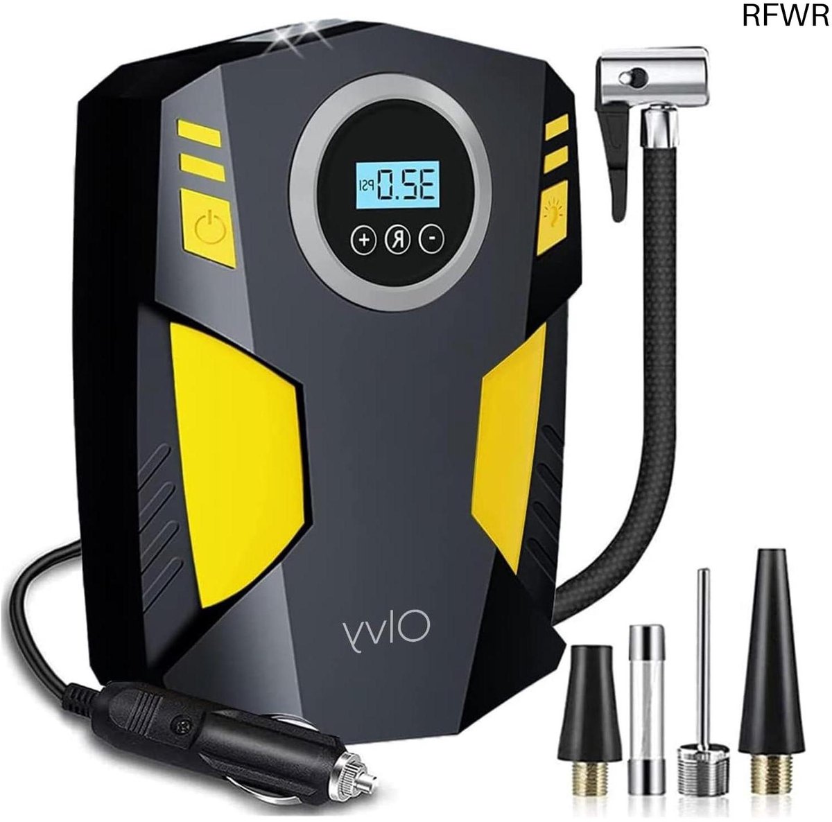 RFWR® Elektrische Luchtcompressor 12V - Snelle Bandenpomp voor Auto, Fiets en Sportartikelen