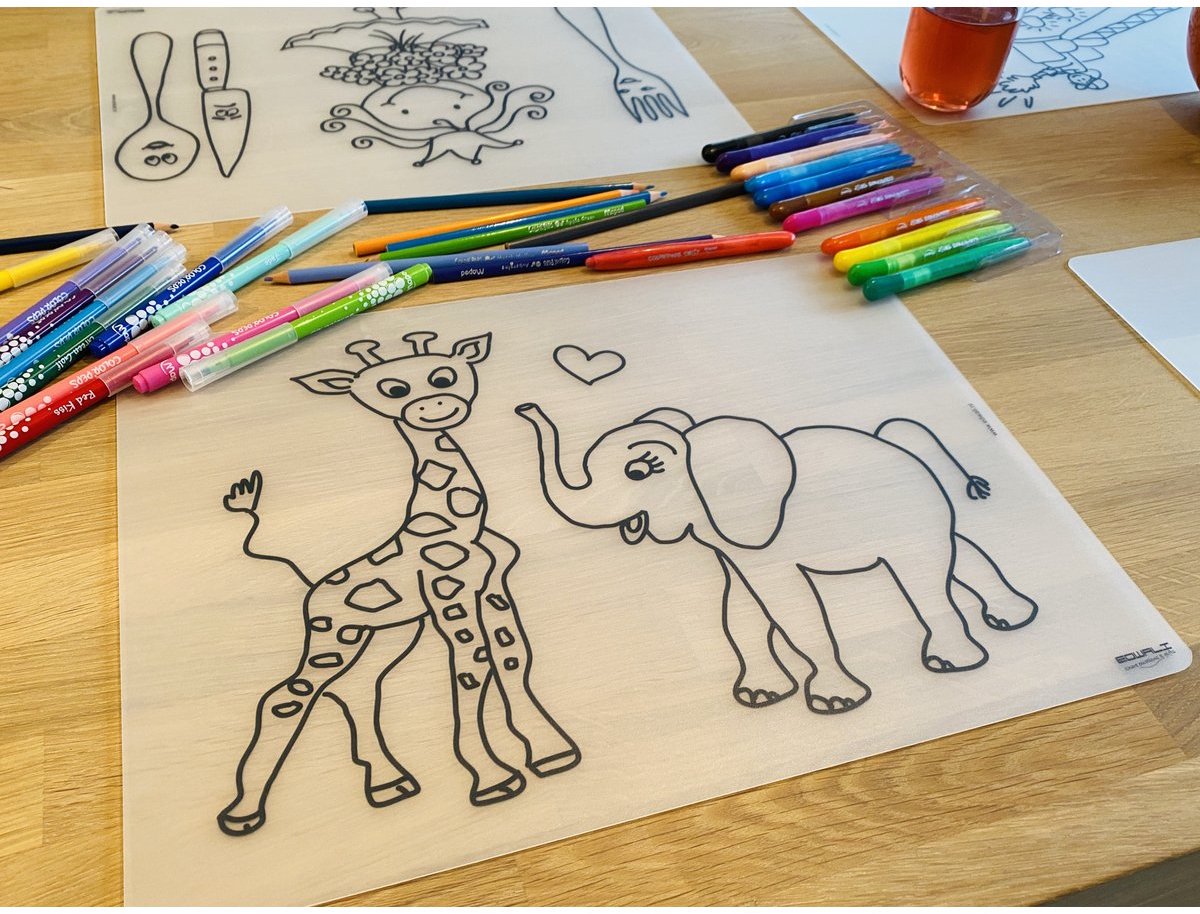Herinkleurbare placemat dieren