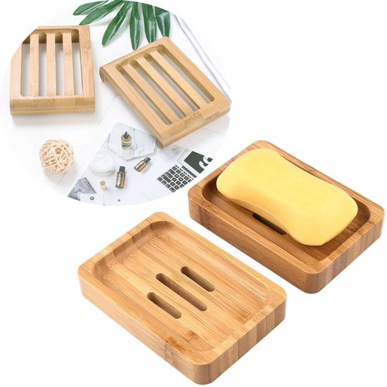 Zeepbakje - Zeephouder douche - zeep houder - 2 stuks - Zeep Mat - zeephouder hangend - Zeepdoos - zeepblik - zeep doosje - douche zeepbakje - Zeephouder met afvoer - Zeepkist -Bamboe Bakje Zeephouder-Soap Dish Holder-Zeepschaaltje-Shampoo Bar Houder