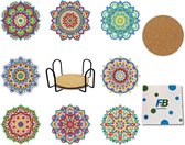 F4B Lot de 8 Sous-verres Mandala (2) Peinture de diamants | Pierres rondes | Avec support | Sous-tapis | Enfants | Forfait Adultes et Enfants