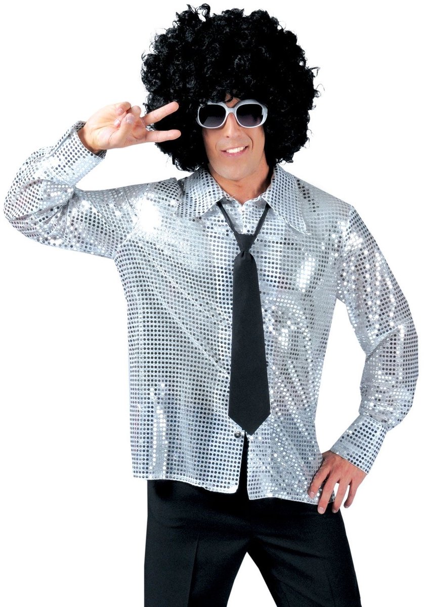Zilveren glitter overhemd heren
