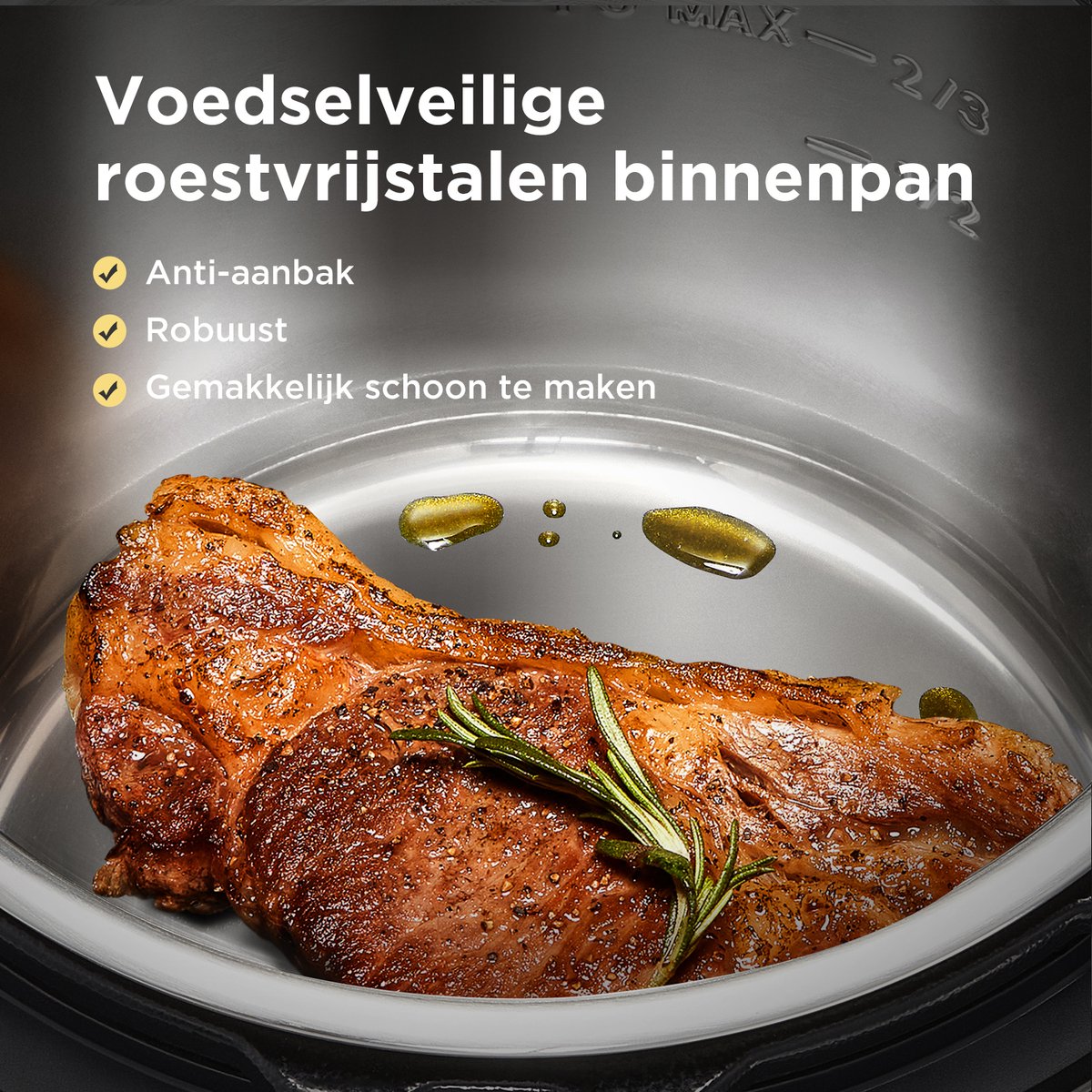 Afbeelding 2 van Midea Snelkookpan - Presure cooker - MY-CS6037WP - 13 programma' s - 6 L inhoud - 9 beveiligingslagen