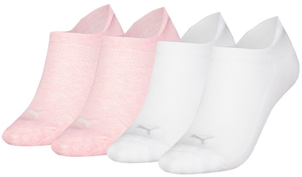 PUMA dames 4P sneakersokken cushioned wit & roze