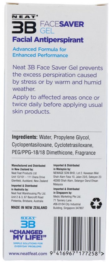 Neat Feat - Face Saver Anti Transpirant - voorkomt overmatig zweten in het gezicht - gel tube 50g