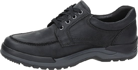 Zwarte Mephisto veterschoen met grijze zool.