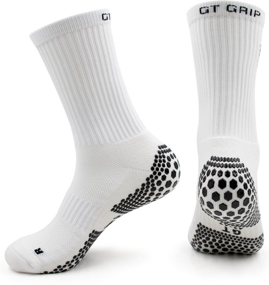 Chaussettes GT GRIP - Chaussettes adhérentes - Premium - 1 paire - Wit - Chaussettes de sport - Chaussettes adhérentes de Voetbal - Chaussettes adhérentes de basket-ball - Chaussettes de padel - Taille 34-37